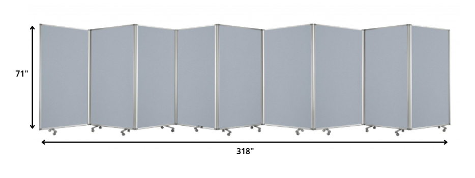 318" X 1" X 71" Metal, Grey, 9 Panel, Screen