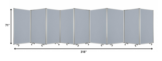 318" X 1" X 71" Metal, Grey, 9 Panel, Screen