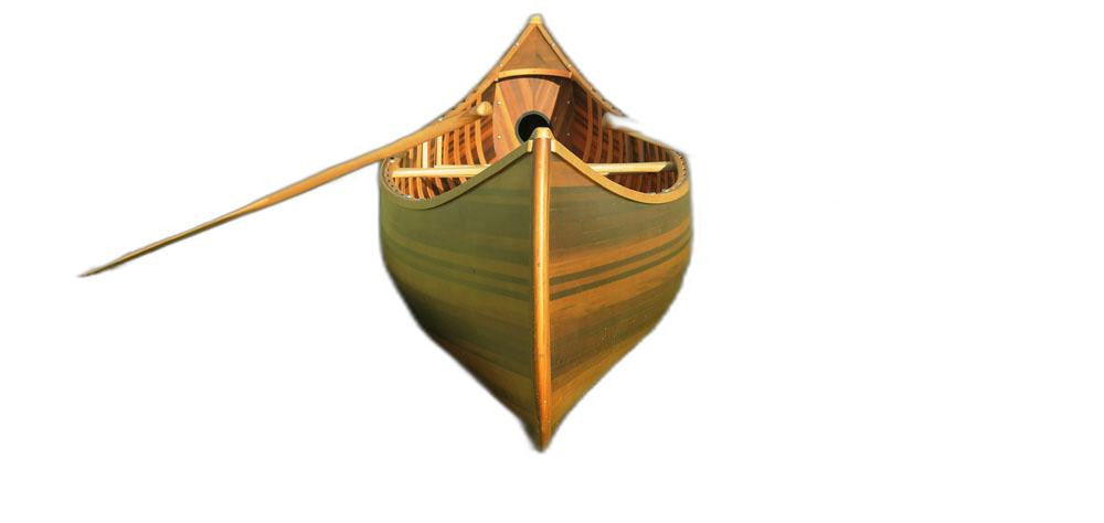 26.25" X 118.5" X 16"  Matte Finish Wooden Canoe With Ribs Curved Bow