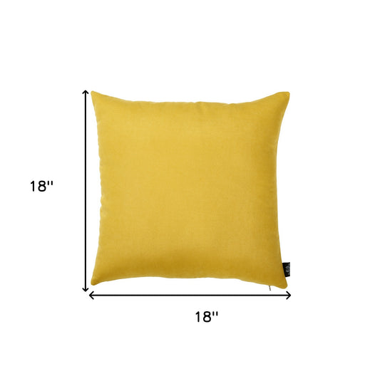 Set Of Two Yellow Brushed Twill Decorative Throw Pillow Covers