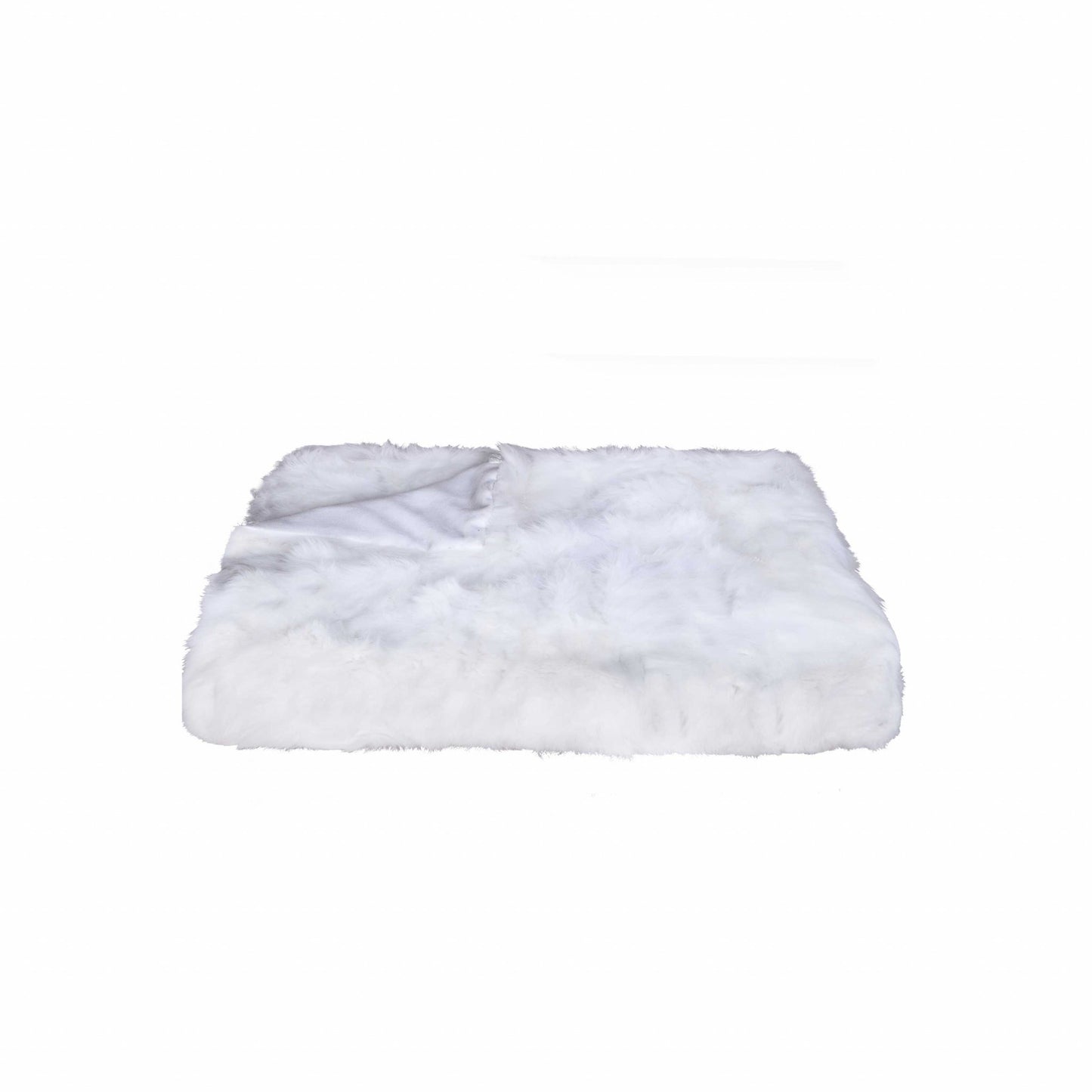 White Knitted Rabbit Solid Color Plush Reversable Throw