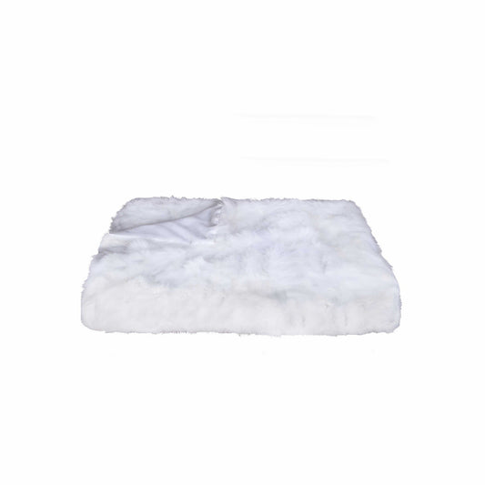 White Knitted Rabbit Solid Color Plush Reversable Throw