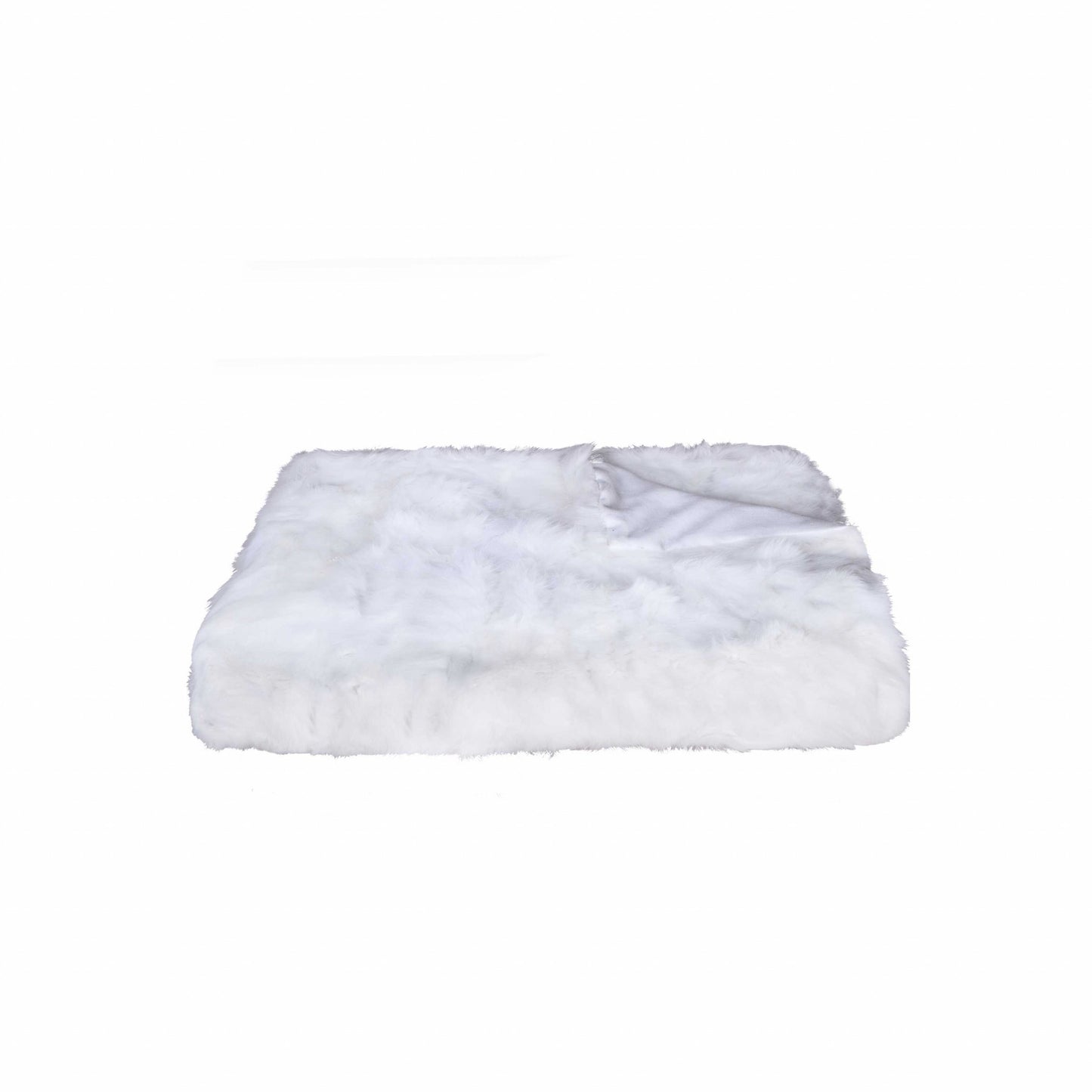 White Knitted Rabbit Solid Color Plush Reversable Throw