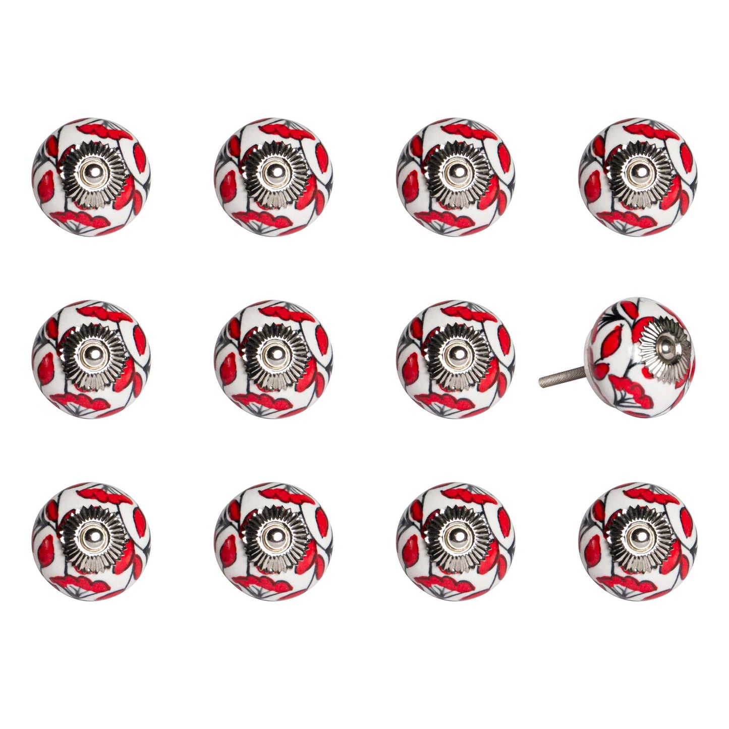 1.5" X 1.5" X 1.5" Ceramic Metal Multicolor 12 Pack Knob