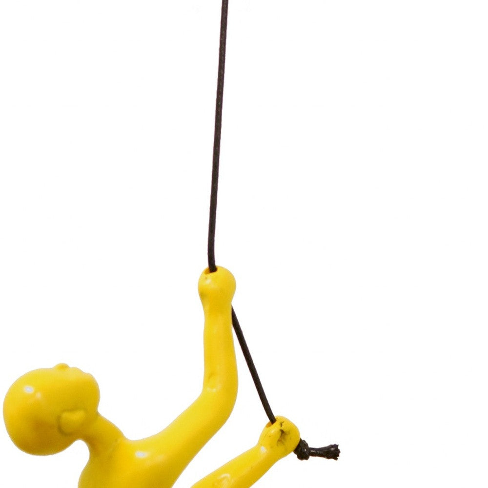 6" Yellow Unique Climbing Man Wall Art