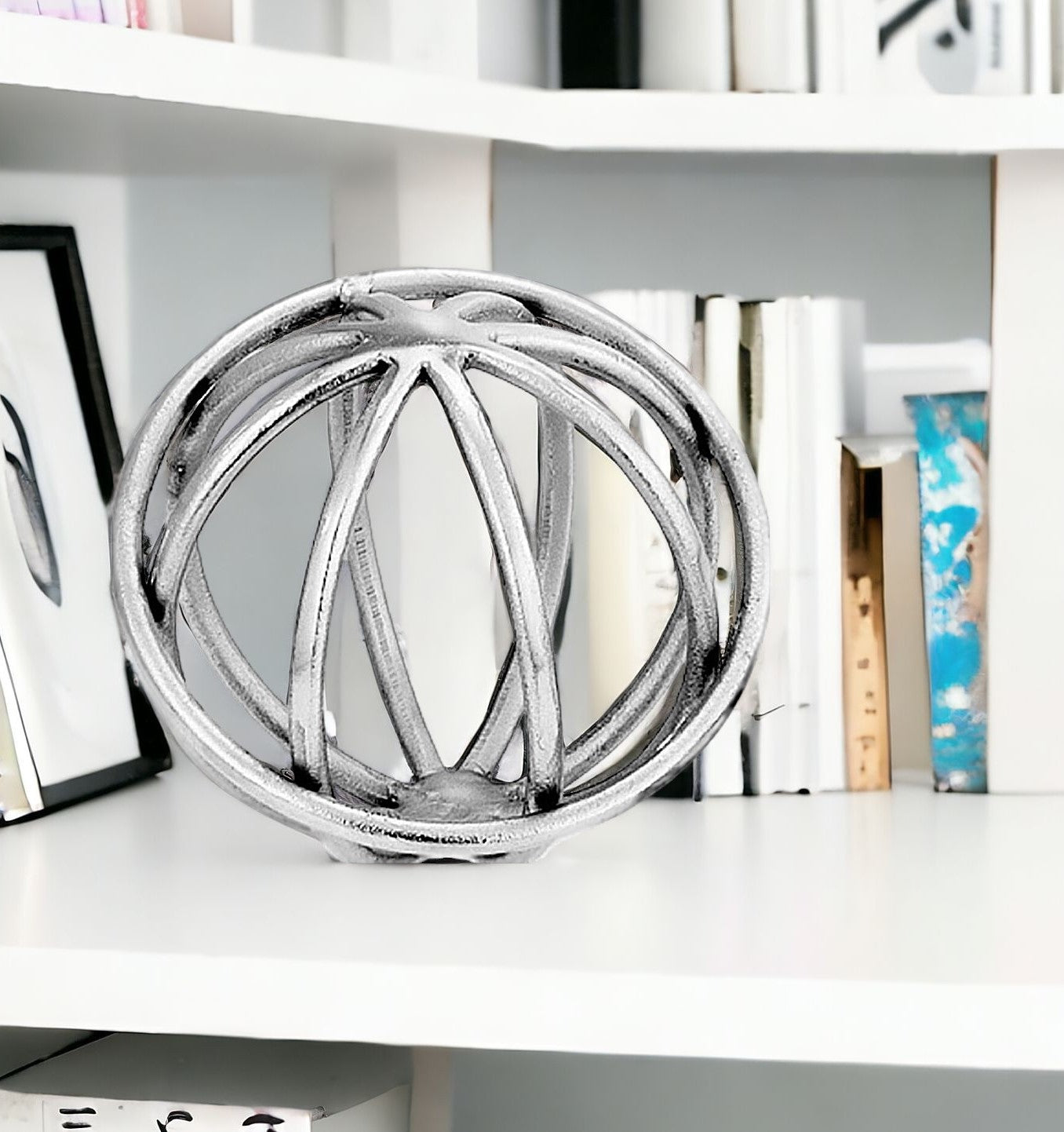 8" X 8" X 7" Silver Aluminum Large Sphere