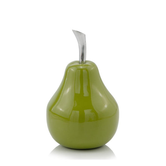 7" Green Aluminum Pear Easter Sculpture