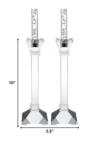 Hand Crafted Crystal Pair Classic Candle Holders