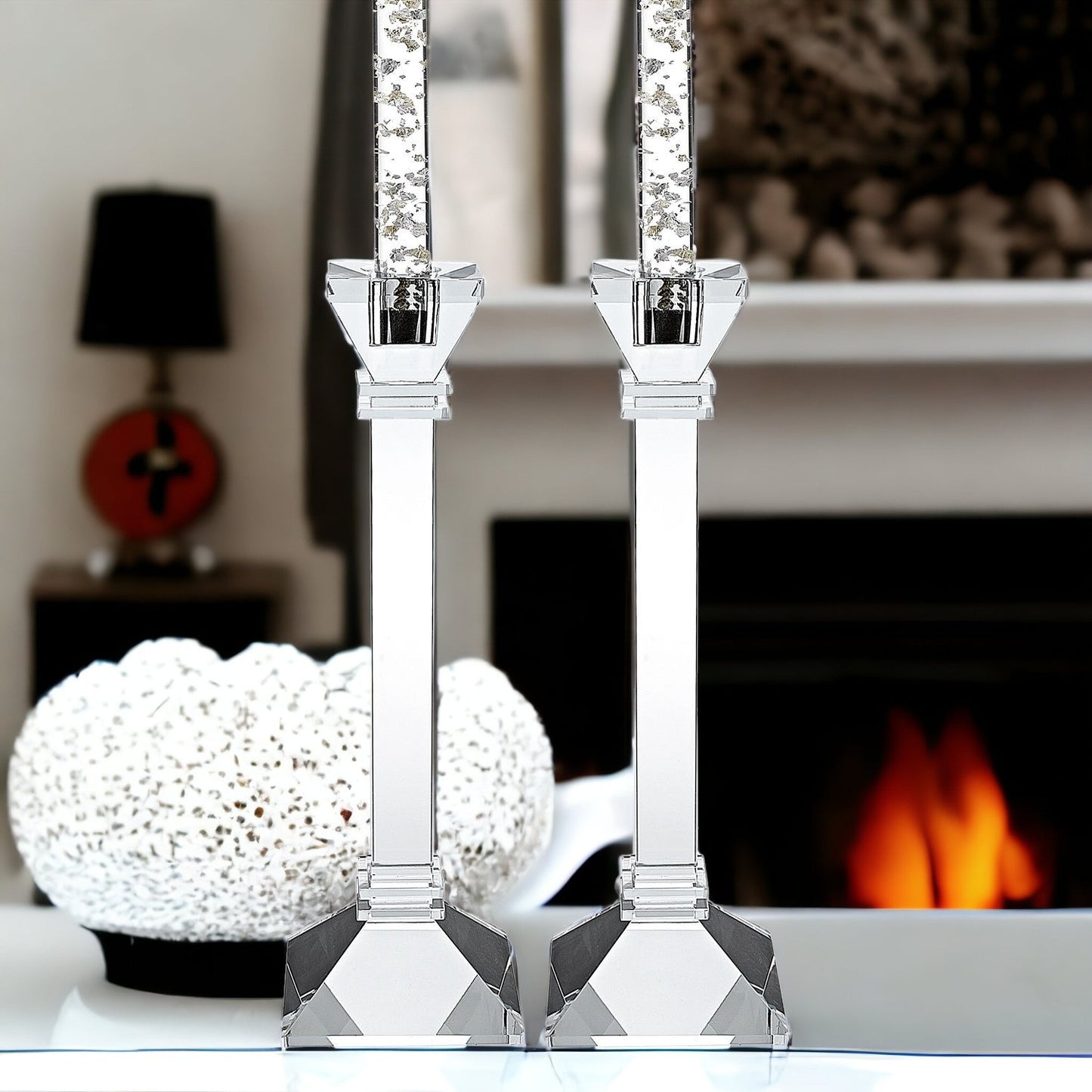 Hand Crafted Crystal Pair Classic Candle Holders