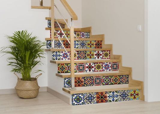 6" X 6" Festival Brights Mosaic Peel And Stick Removable Tiles