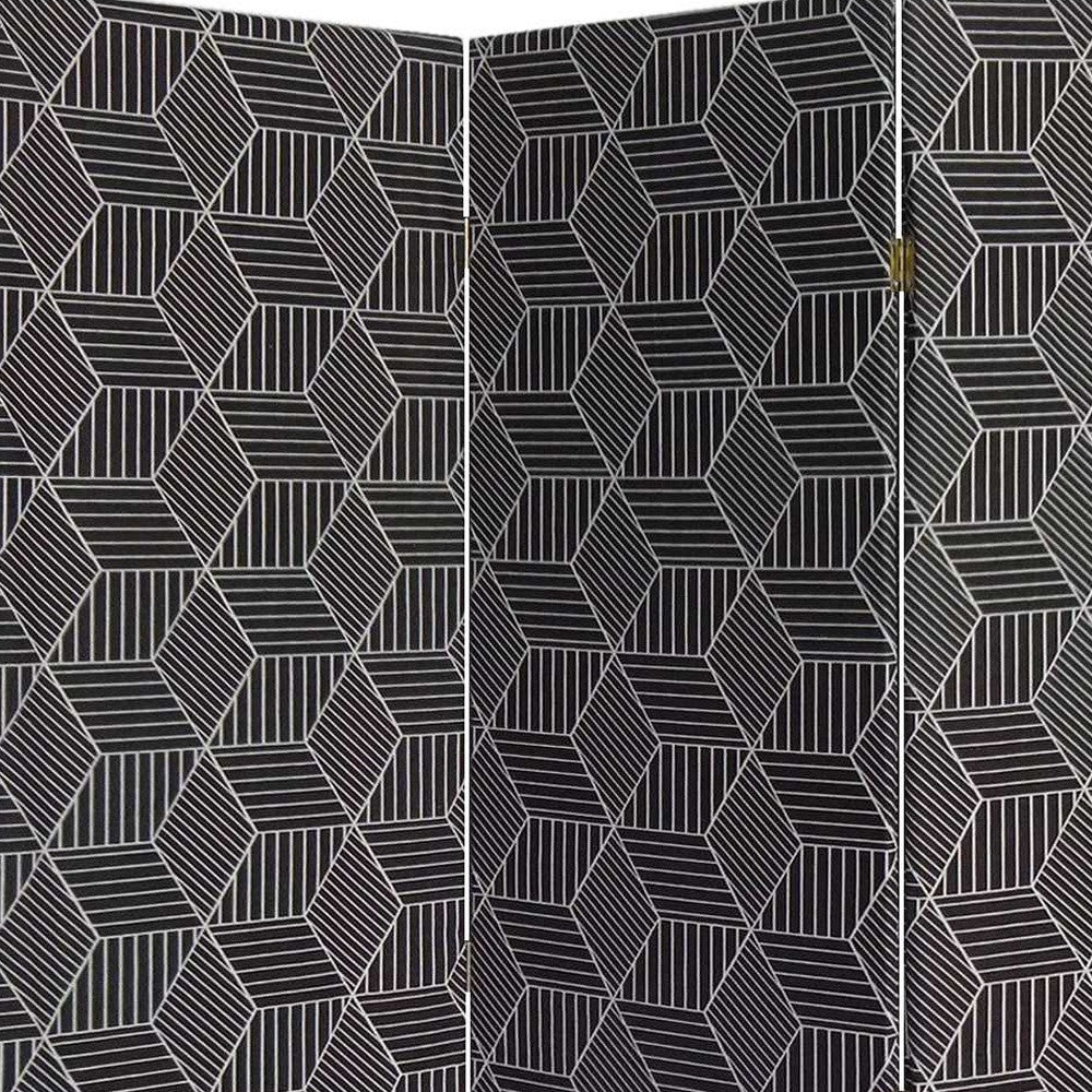 3 Panel Black Soft Fabric Finish Room Divider