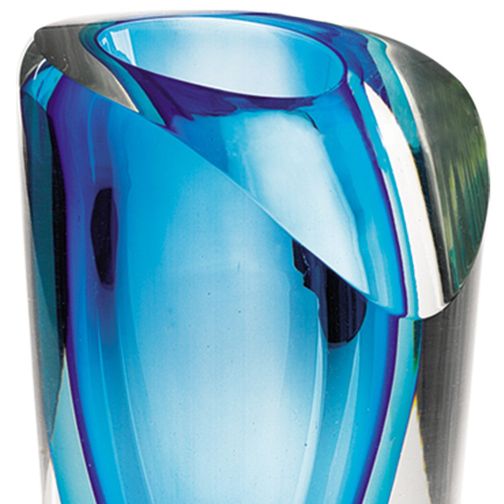 9 Blue Art Glass Vase