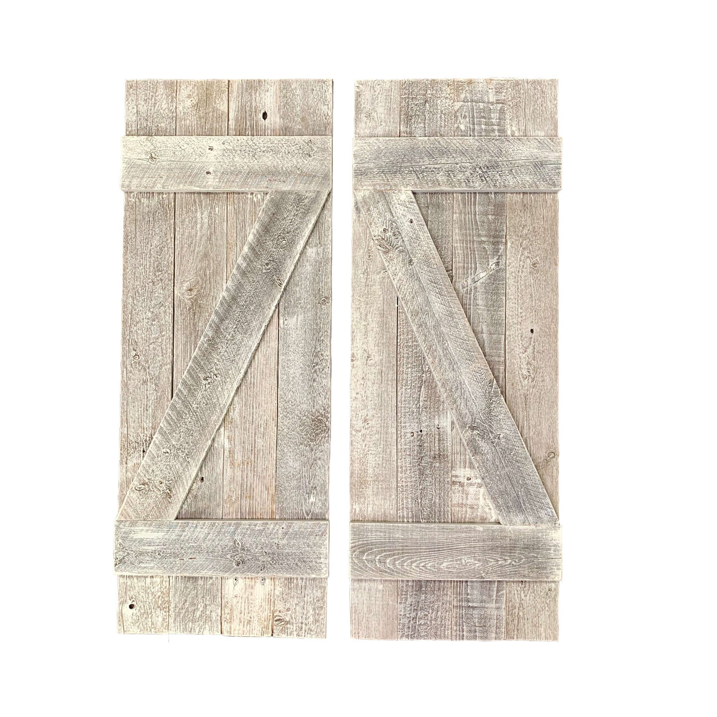 Set Of Two Rustic Weathered Grey Wood Decorative Window Shutters