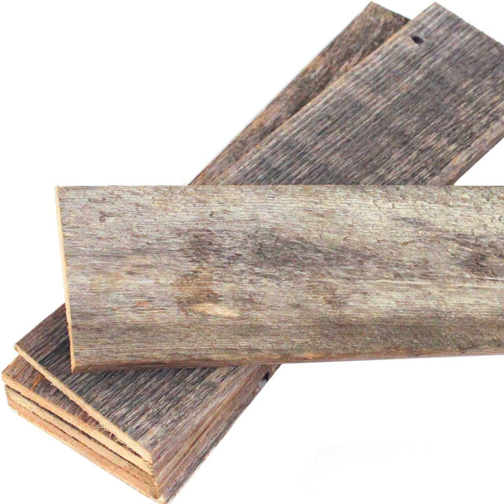 Set of Six 4" X 48" Gray and Brown Wood Planks Wall Decor