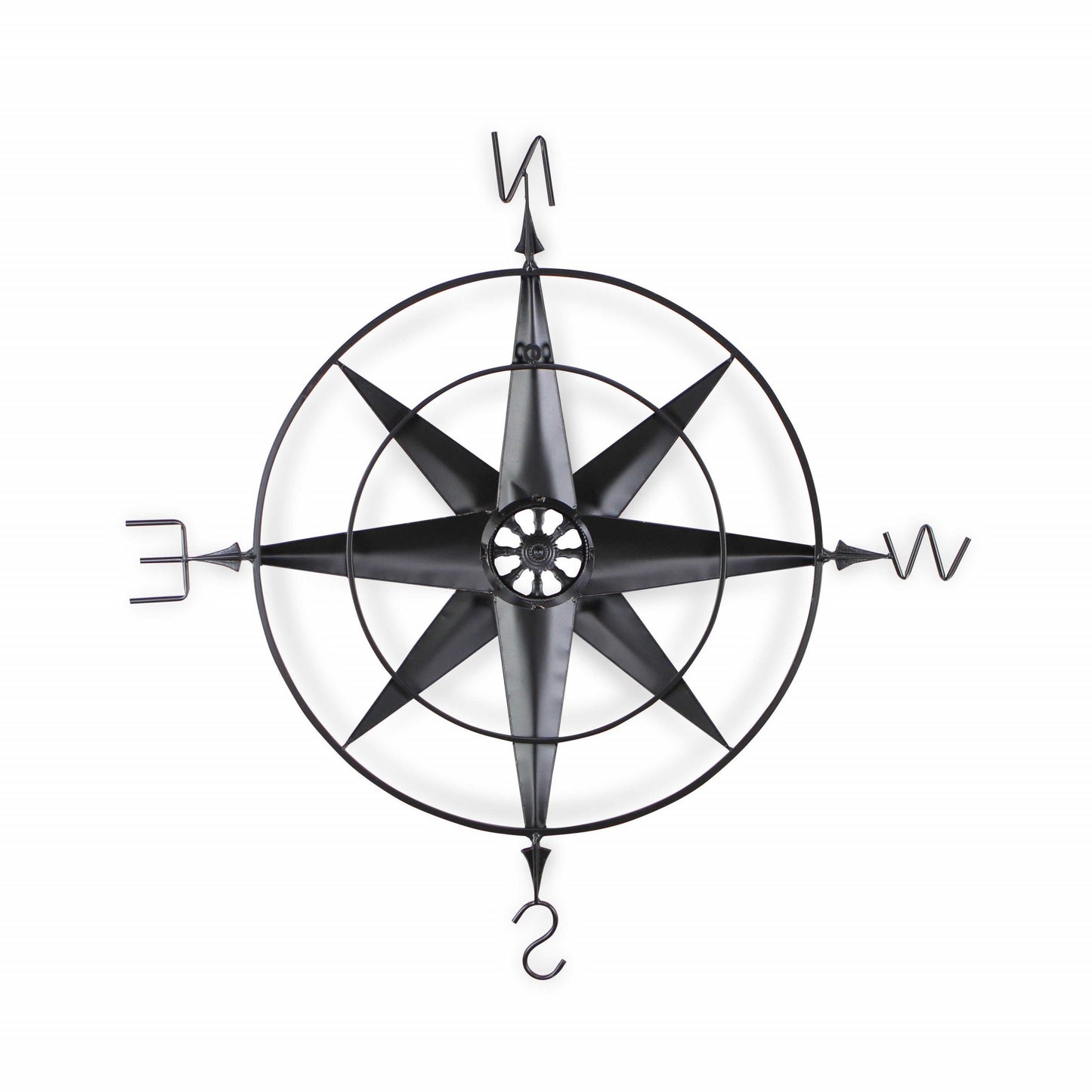 Black Metal Wall Decor Compass With Gold Center Accents