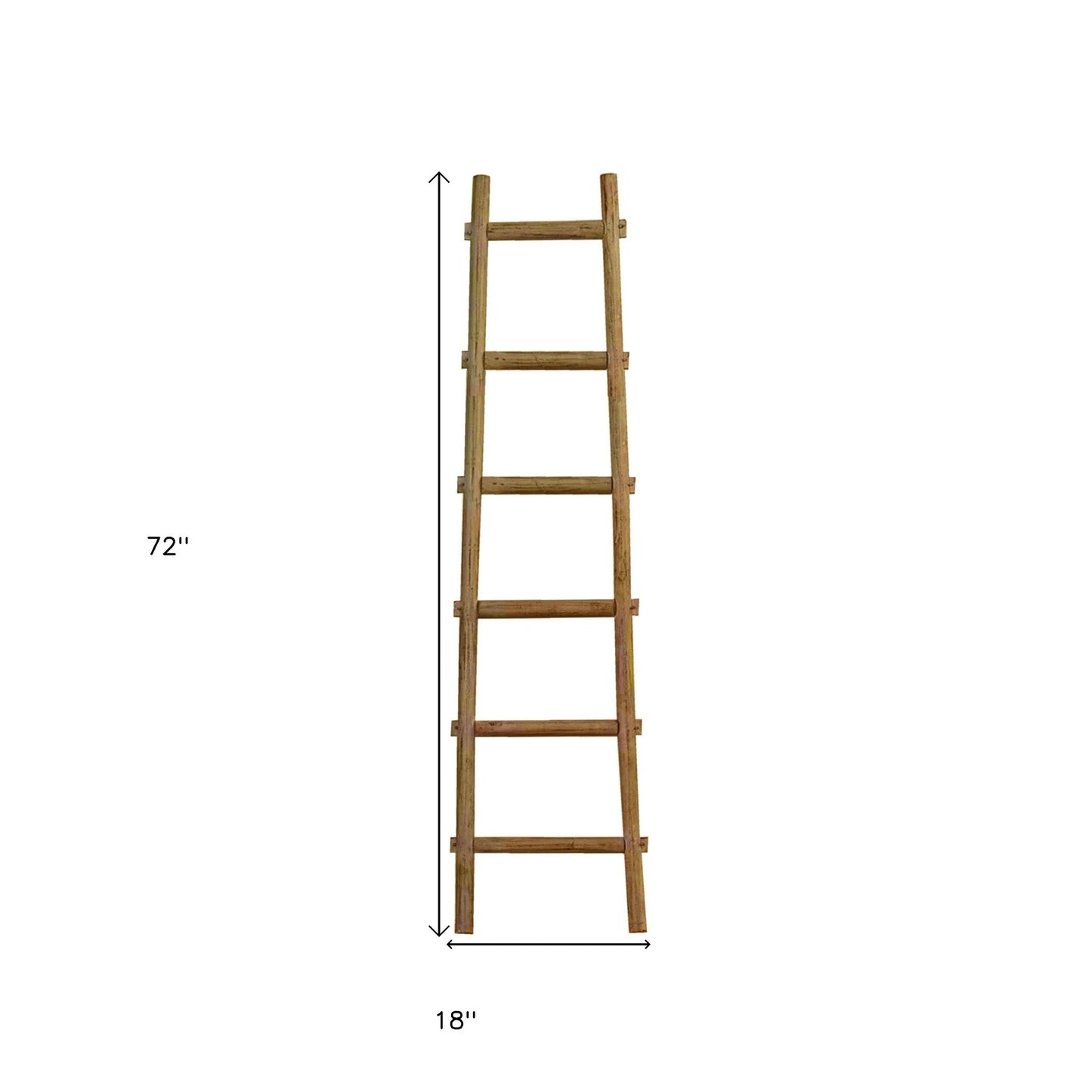 72" X 18"X 2" Brown Decorative Ladder Shelve