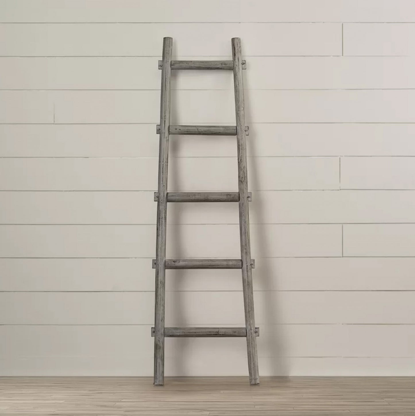 59" X 18" X 2" Grey Decorative Ladder Shelve