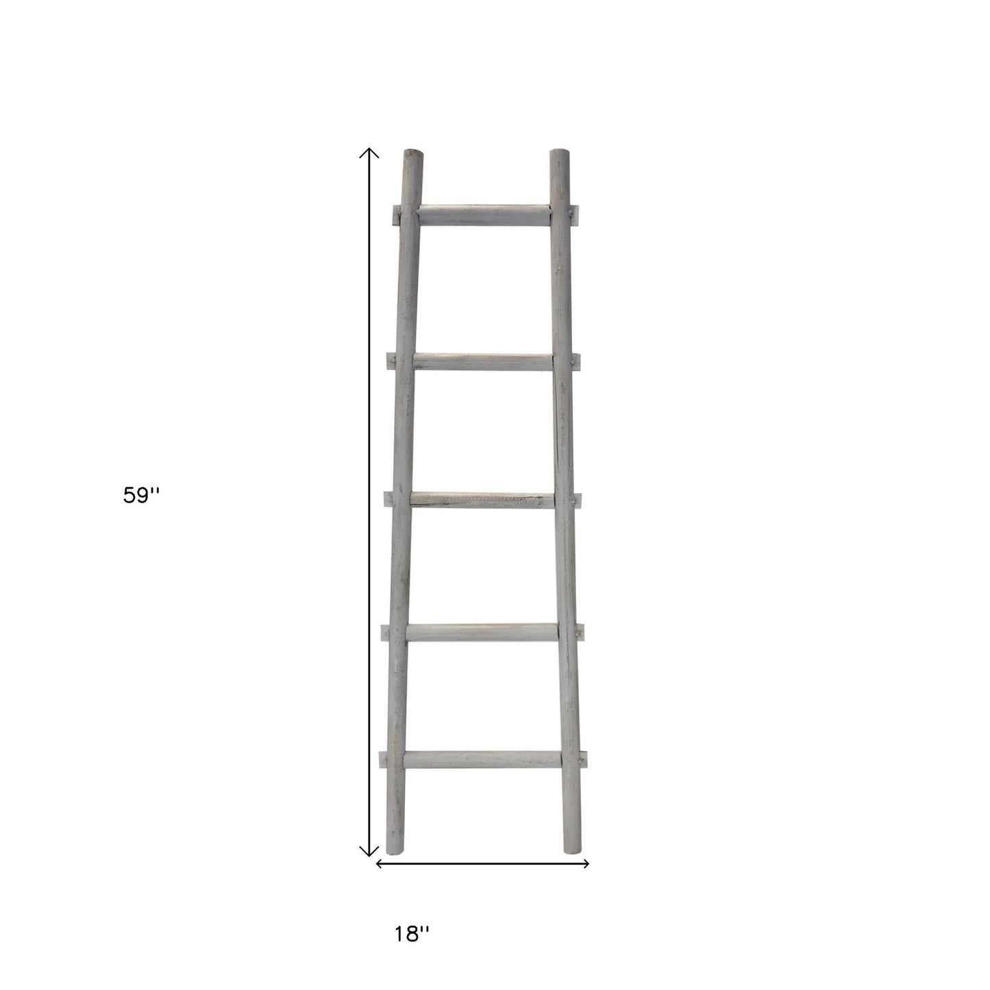 59" X 18" X 2" Grey Decorative Ladder Shelve