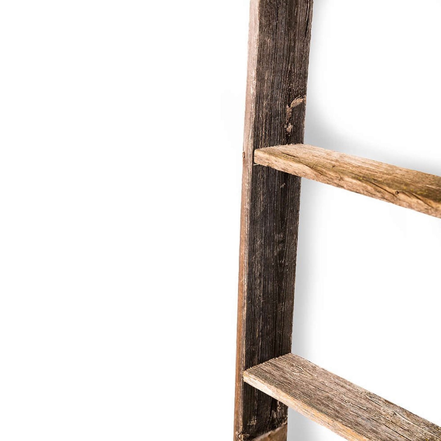 4 Step Rustic Weathered Grey Wood Ladder Shelf