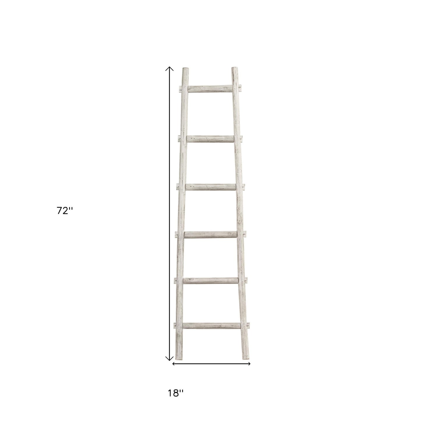 72" X 18" X 2" White Decorative Ladder Shelve