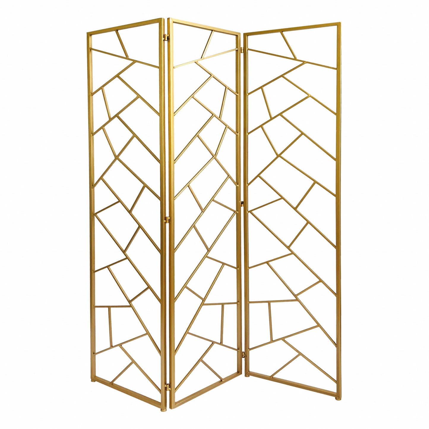 Golden Abstract Geo Three Panel Room Divider Screen