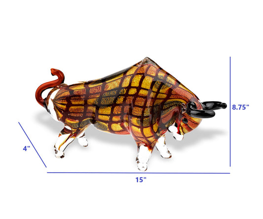 9 Multicolor Large Bull Art Glass