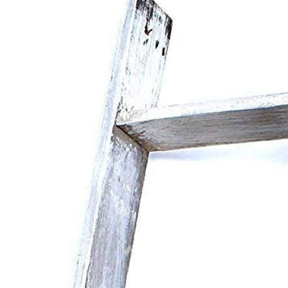 4 Step Whitewash Rustic Wood Ladder Shelf