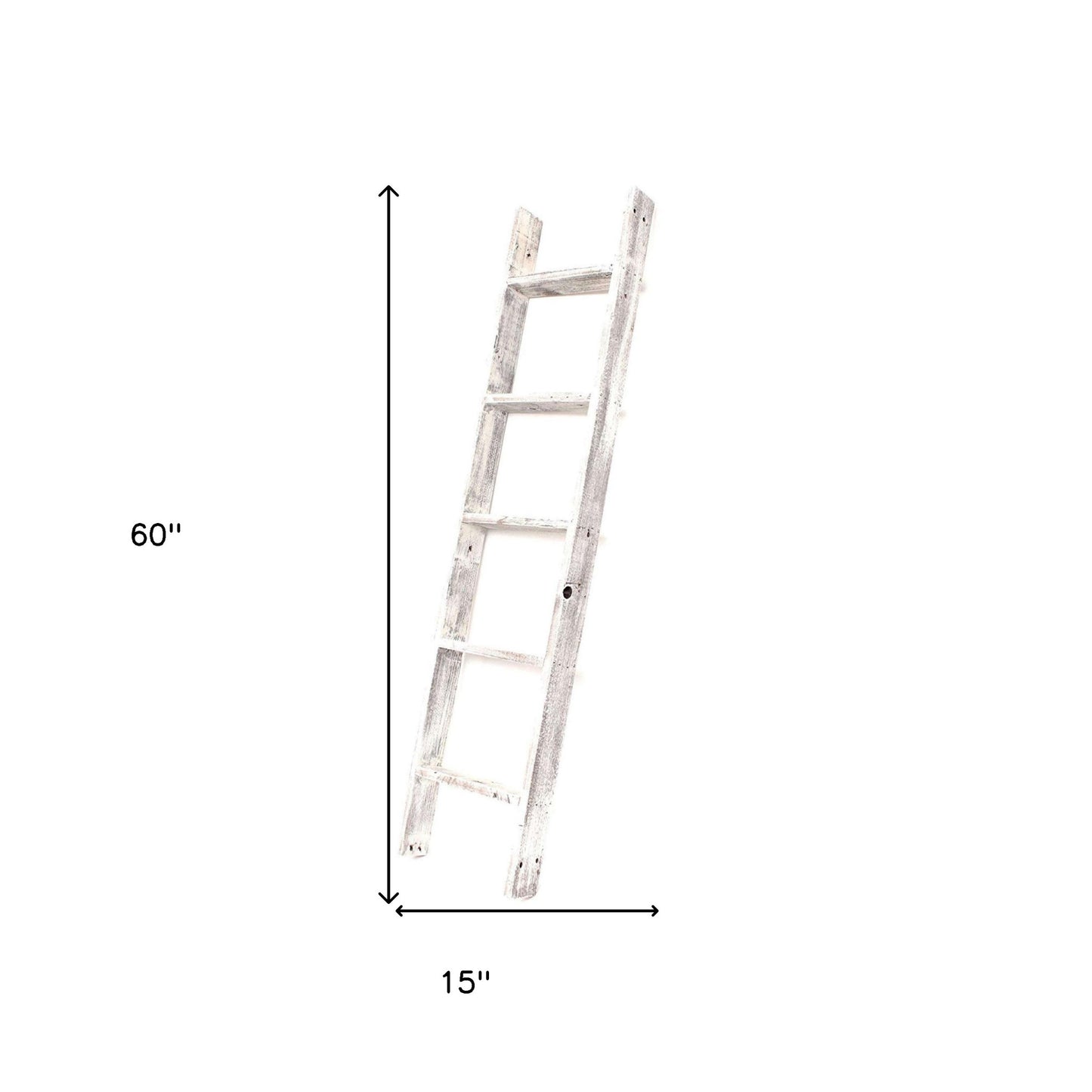 4 Step Rustic White Wood Ladder Shelf