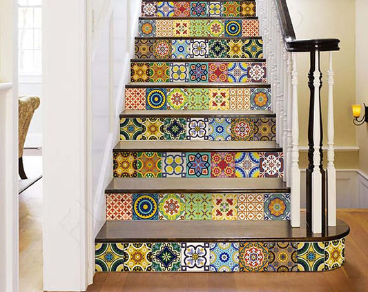 4" X 4" Mediterranean Brights Mosaic Peel And Stick Removable Tiles