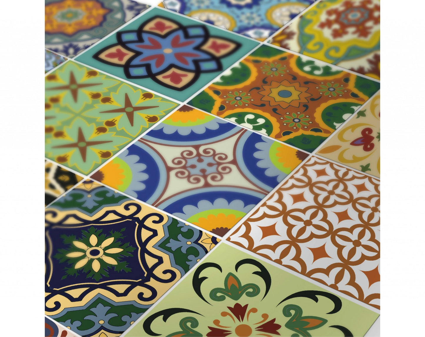 4" X 4" Mediterranean Brights Mosaic Peel And Stick Removable Tiles