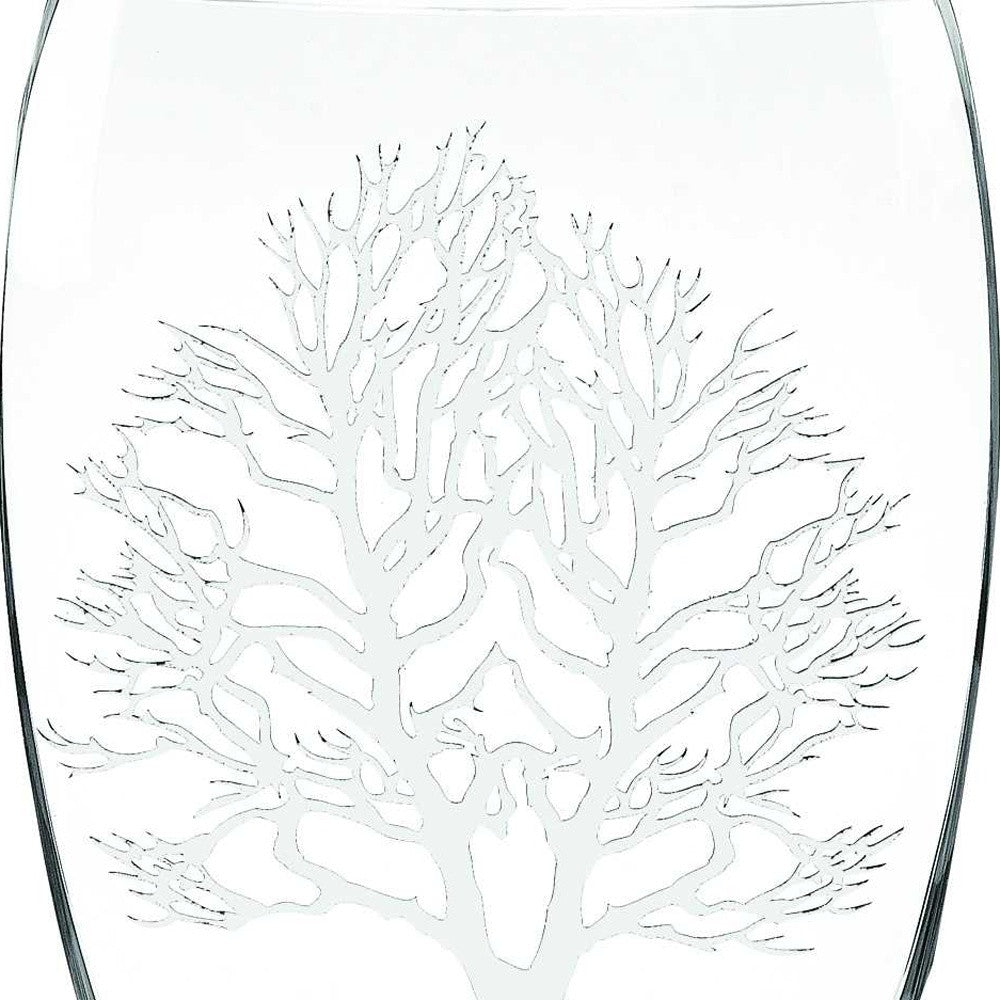 12 Mouth Blown Frosted Crystal European Made Tree Of Life Vase