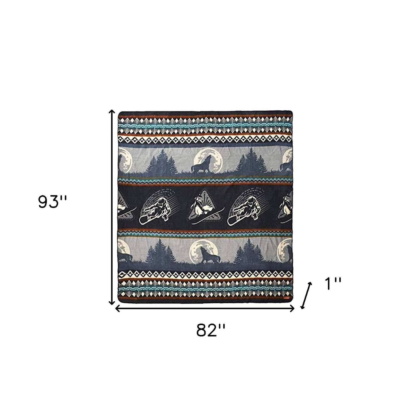 Ultra Soft Gray and White Snowboarder Handmade Queen Size Woven Blanket