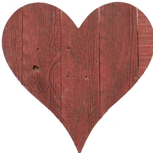 18" Rustic Farmhouse Red Wooden Heart