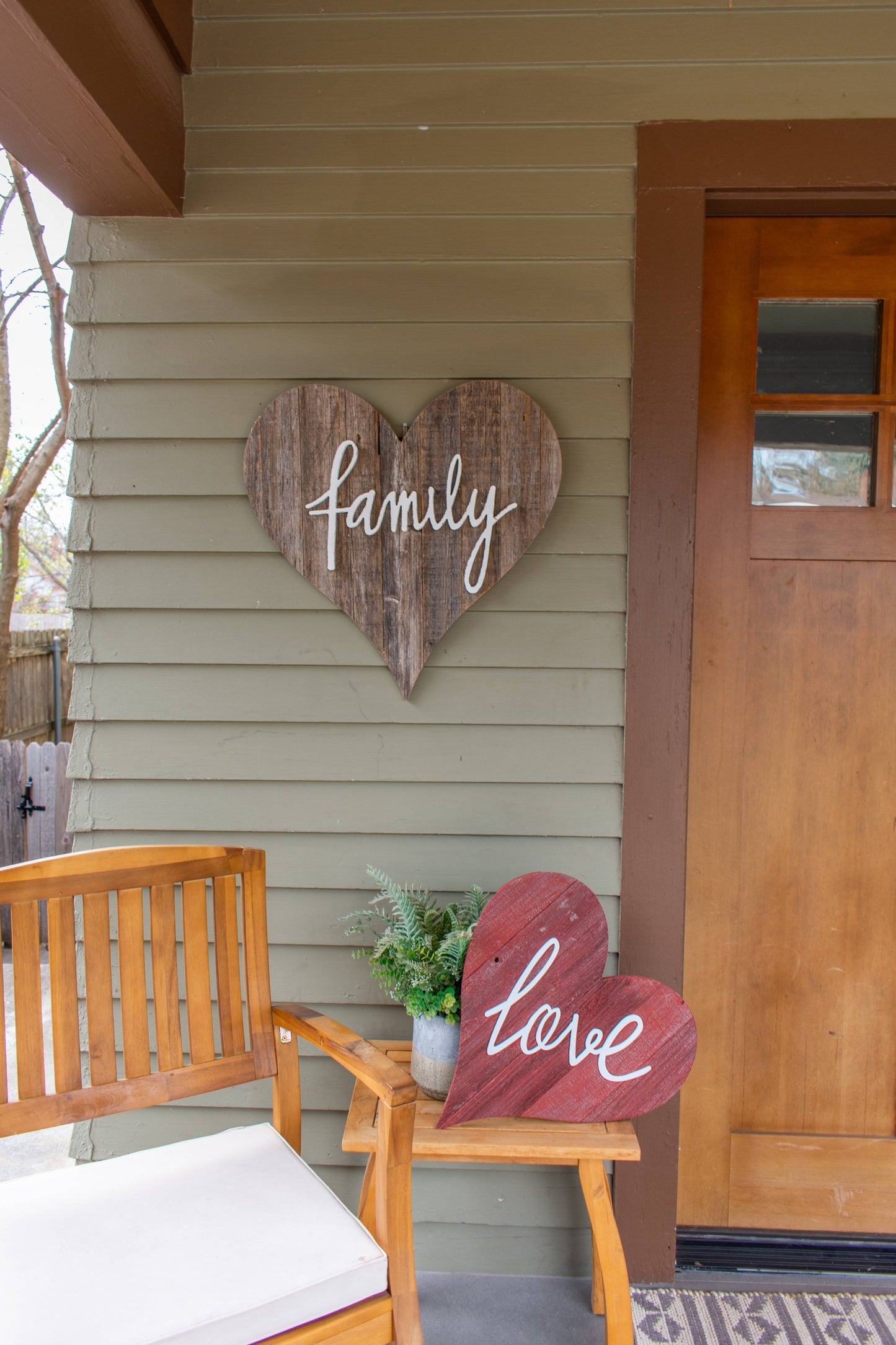 18" Rustic Farmhouse Red Wooden Heart