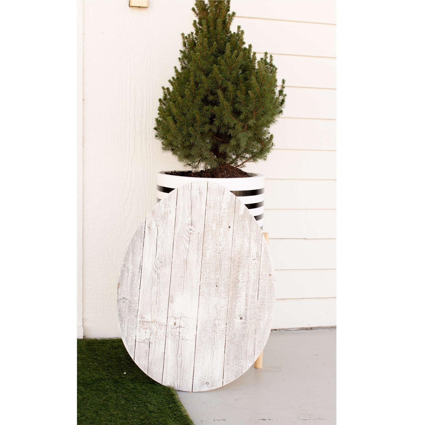 18" Rustic Farmhouse White Wash Wood Large Egg