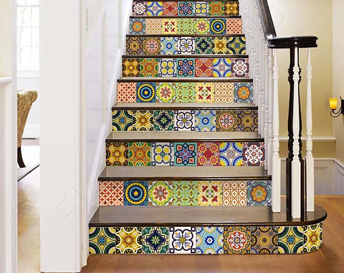 8" X 8" Mediterranean Brights Peel And Stick Removable Tiles