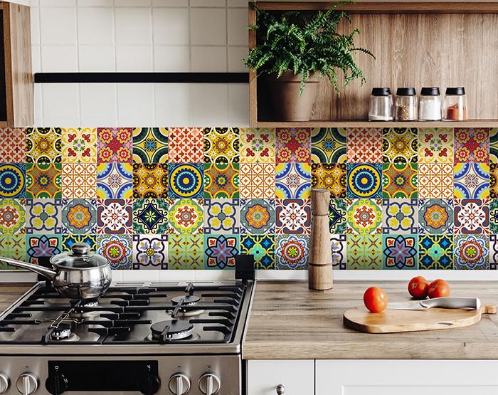 7" X 7" Mediterranean Brights Peel And Stick Removable Tiles