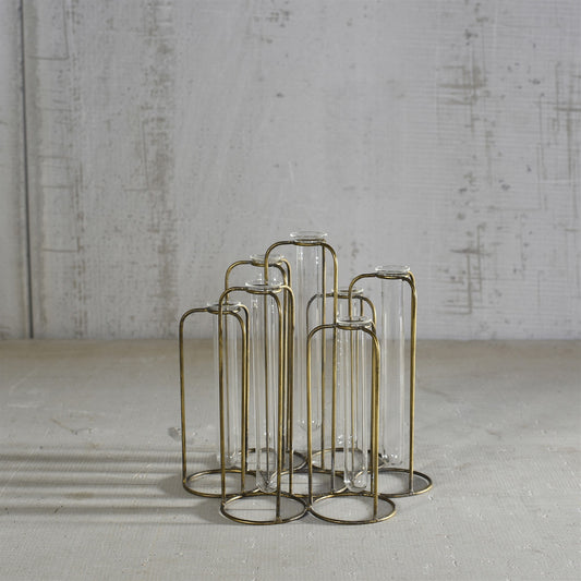 Burnished Gold Test Tube Cluster Vase