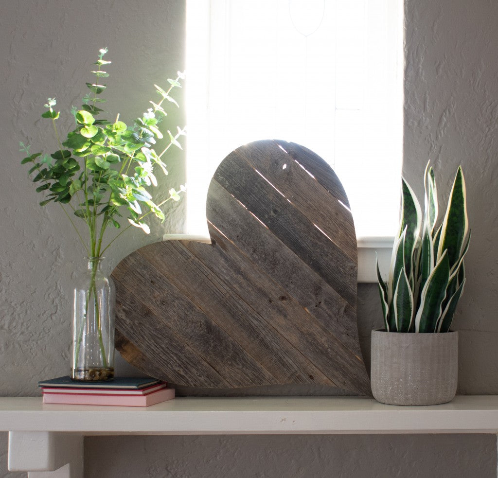 24" Rustic Rustic Weathered Gray Wooden Heart