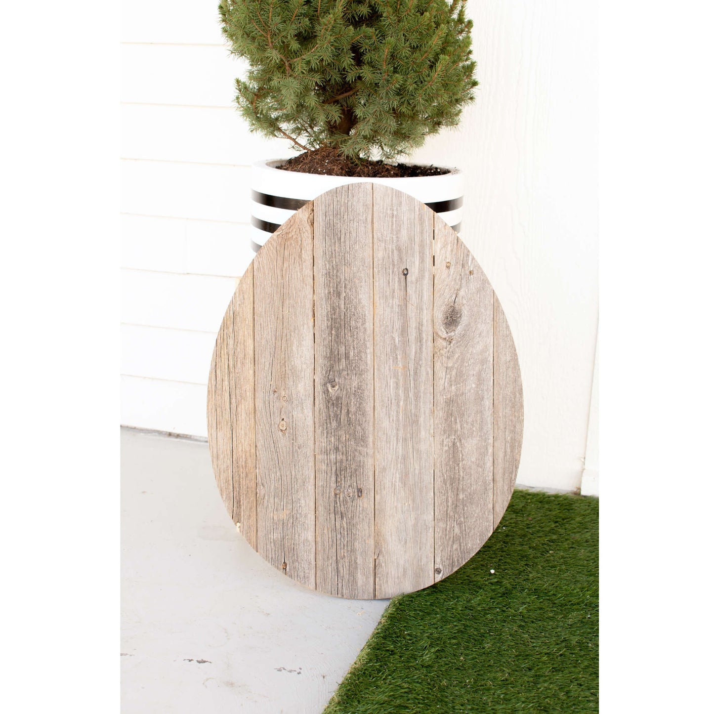 18" Rustic Farmhouse Gray Wooden Large Egg