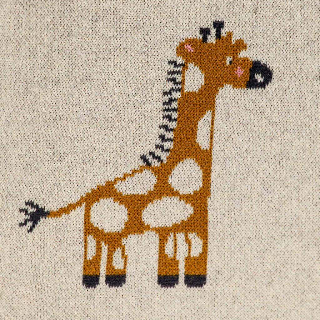 Ivory Giraffe Knitted Baby Blanket