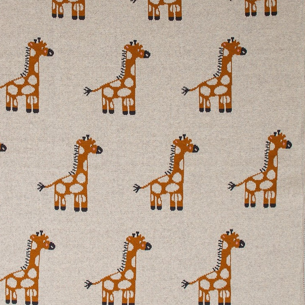 Ivory Giraffe Knitted Baby Blanket