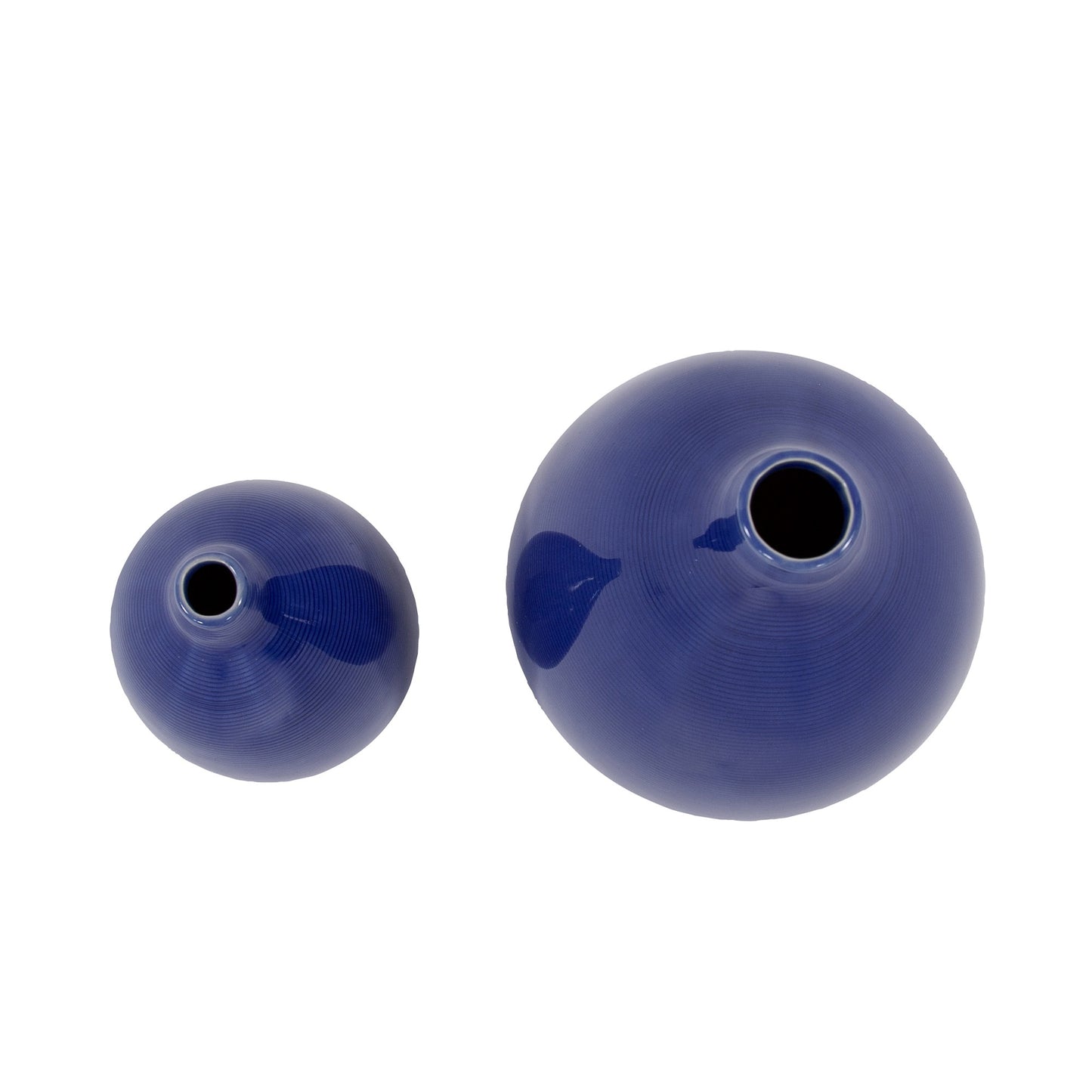 Set Of 2 Deep Indigo Blue Ceramic Bulb Vases