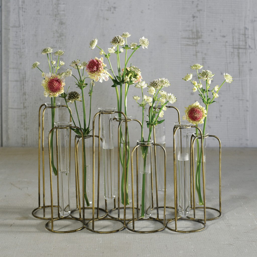 Burnished Gold Test Tube Cluster Vase