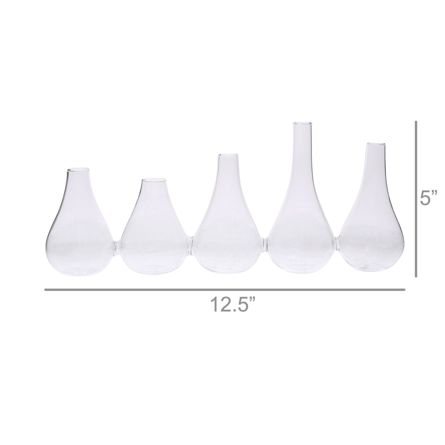 Quintuplet Set Of Five Joined Glass Vases