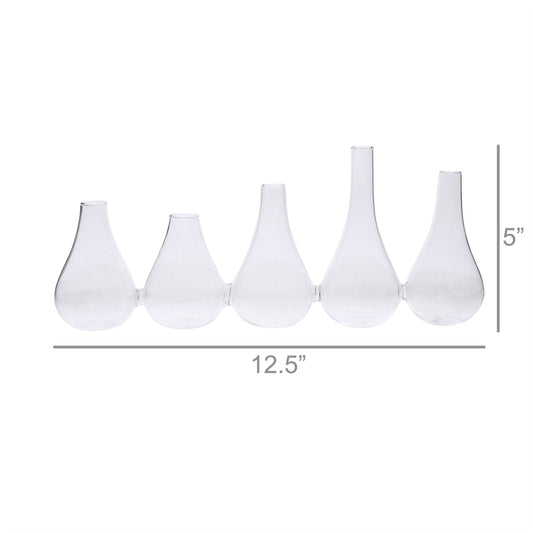 Quintuplet Set Of Five Joined Glass Vases