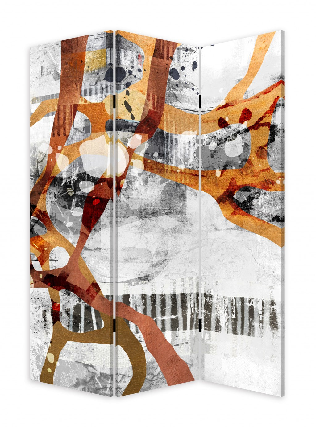 Contemporary Abstract Art  Three Panel Room Divider Screen