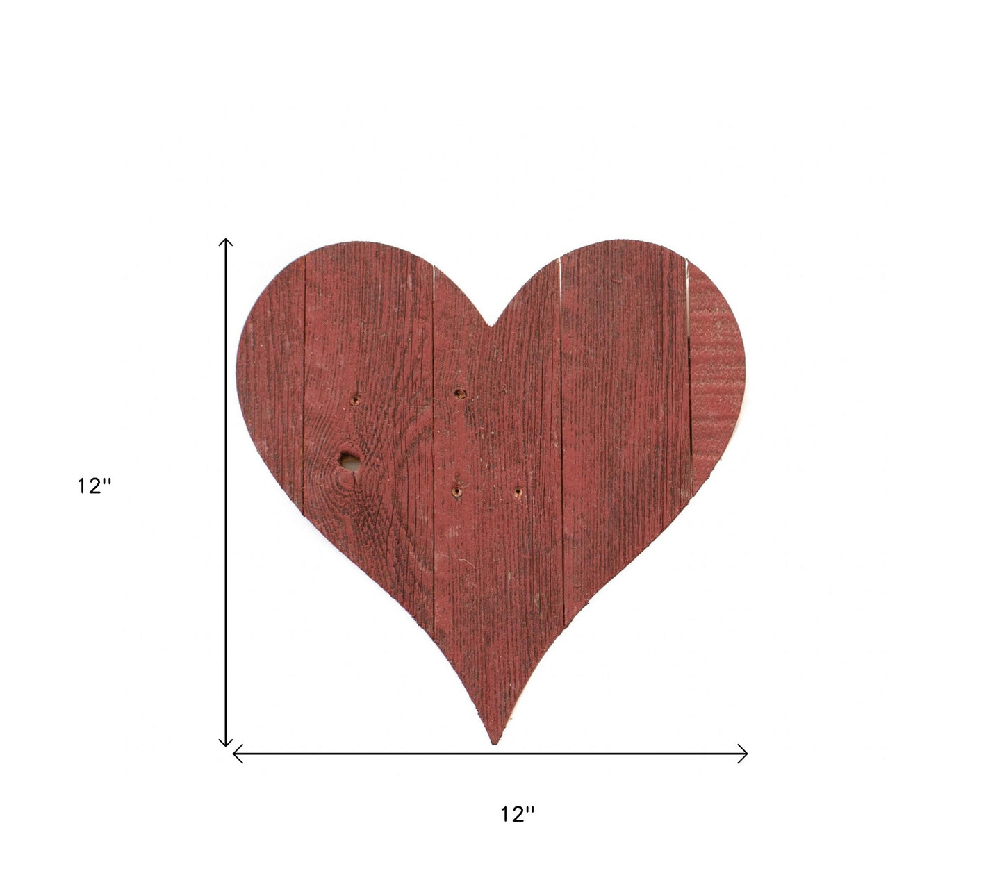 12" Farmhouse Red Wooden Heart