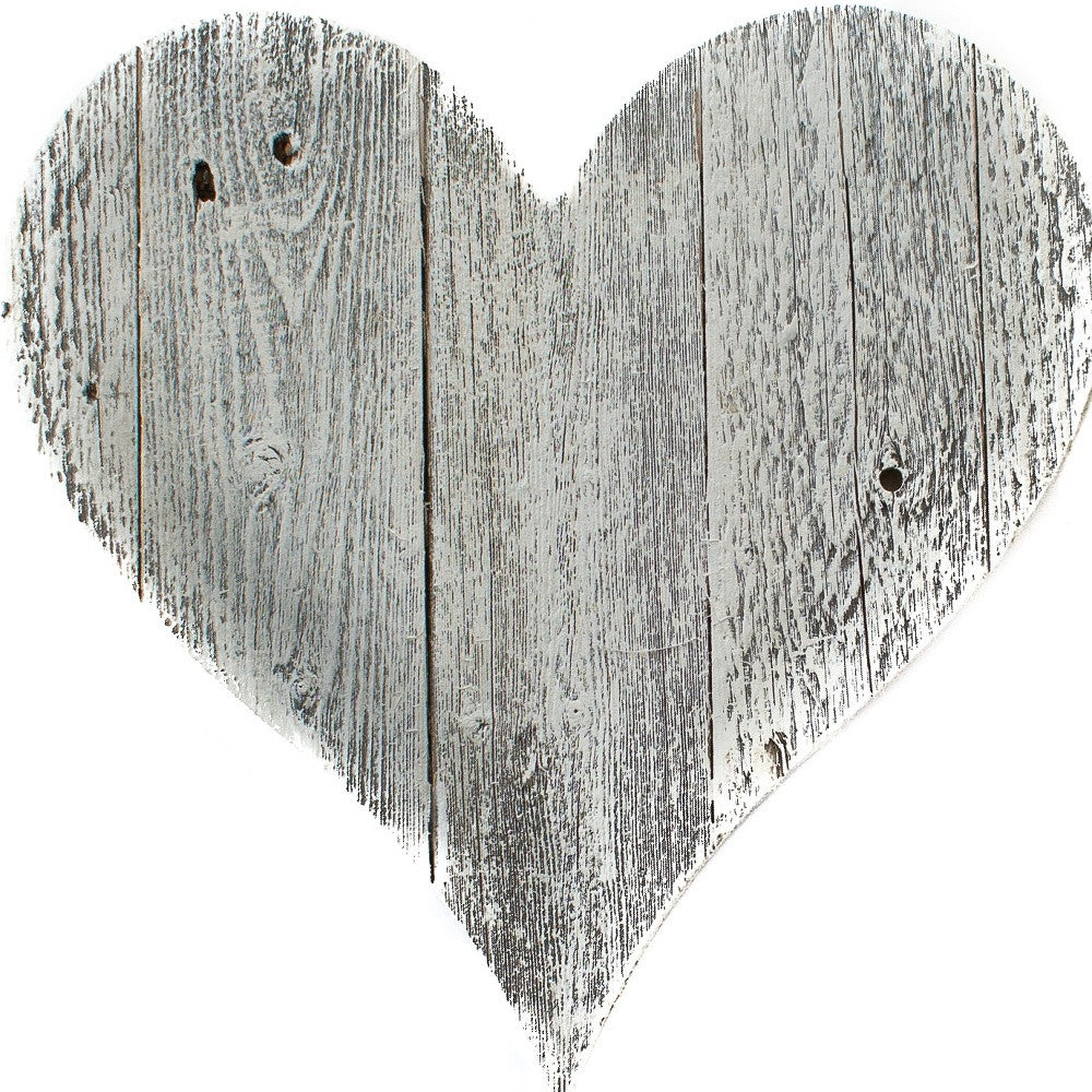 24" Rustic Farmhouse White Wash Large Wooden Heart