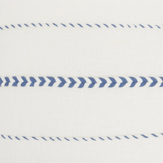 Bohemian White Cotton Accent Pillow With Blue Tassel Details